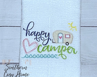 Camper Embroidered Hand Towel| RV Decor| Camping Gift