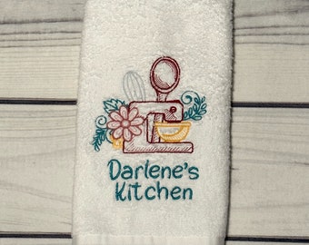 Personalized Kitchen Towel | Mixer Embroidery | Home Decor | Kitchen Decorating | For the Home | Housewarming Gift | Birthday Present