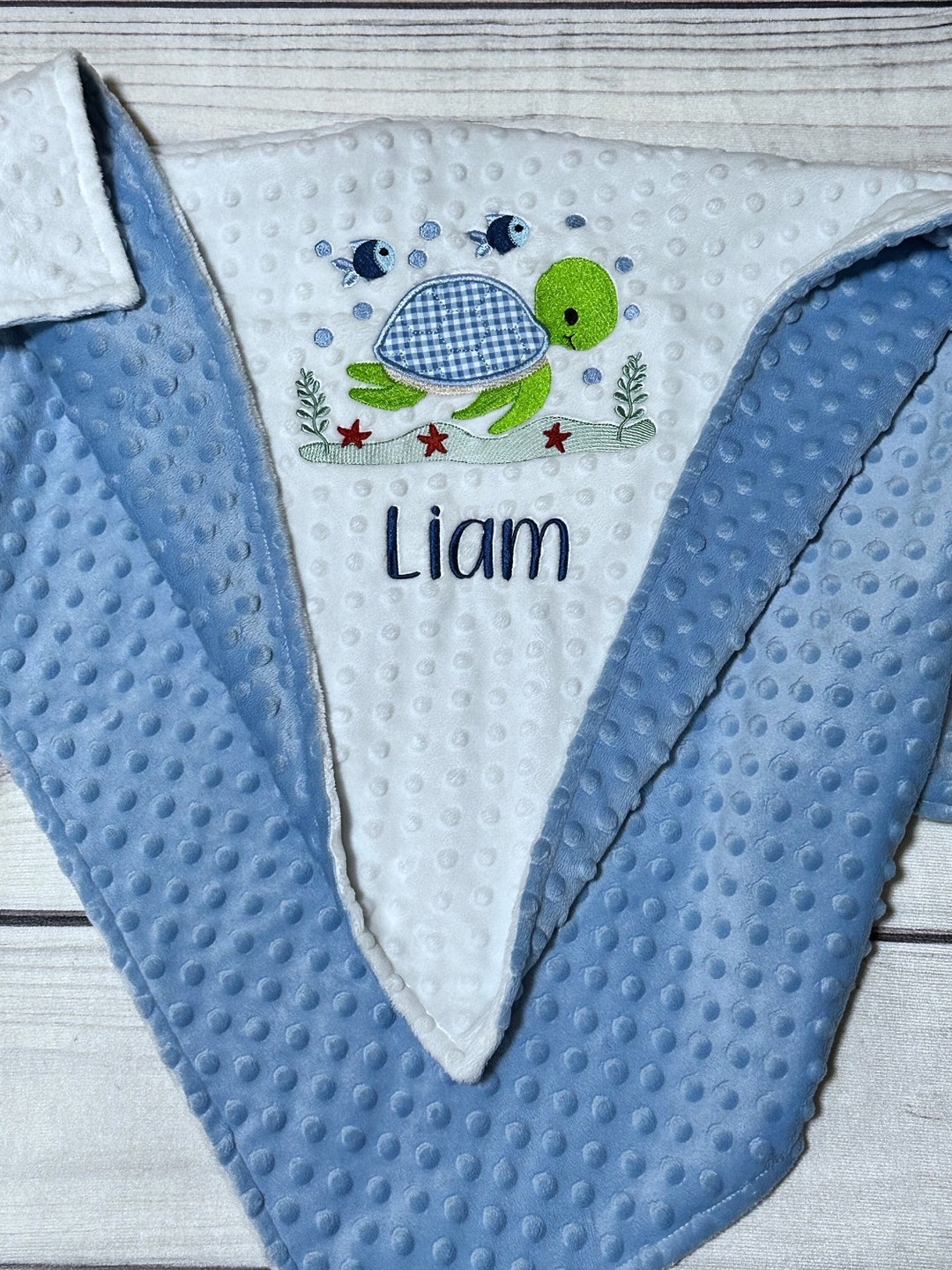 Personalized Sea Turtle Baby Boy Blanket | Handmade Baby Gift | Baby ...