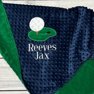 Personalized Minky Golf Baby Blanket | Golfing Theme Nursery | Custom Name Blankets
