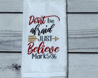 Embroidered Hand Towel | Scripture Embroidery | Gifts for the Home | Inspired Words | Christian Towel | Biblical Scripture