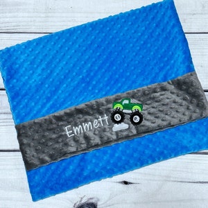 Personalized Monster Truck Pillowcase | Handmade Gift | Children&#39;s Bedding | Kid Pillow | Minky Pillowcase for Kids | Custom Name Pillow