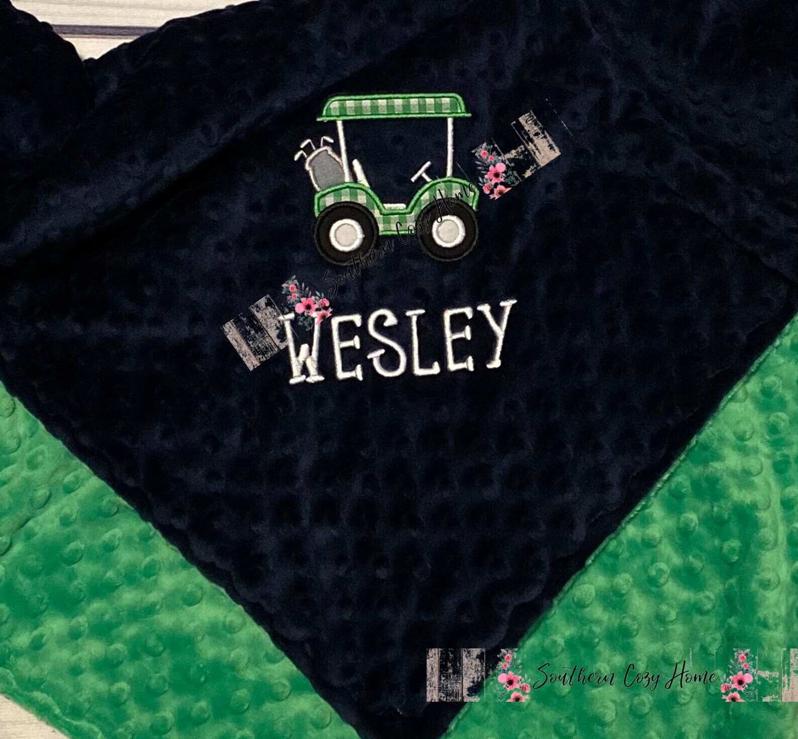 Personalized Golf Baby Blanket Golf Cart Embroidery Choose Etsy