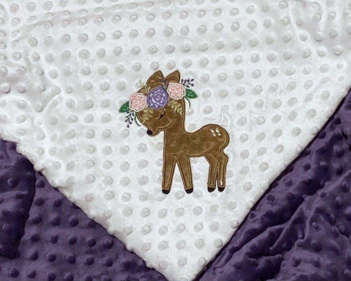 Personalized Deer Baby Blanket Fawn Embroidery Handmade Etsy