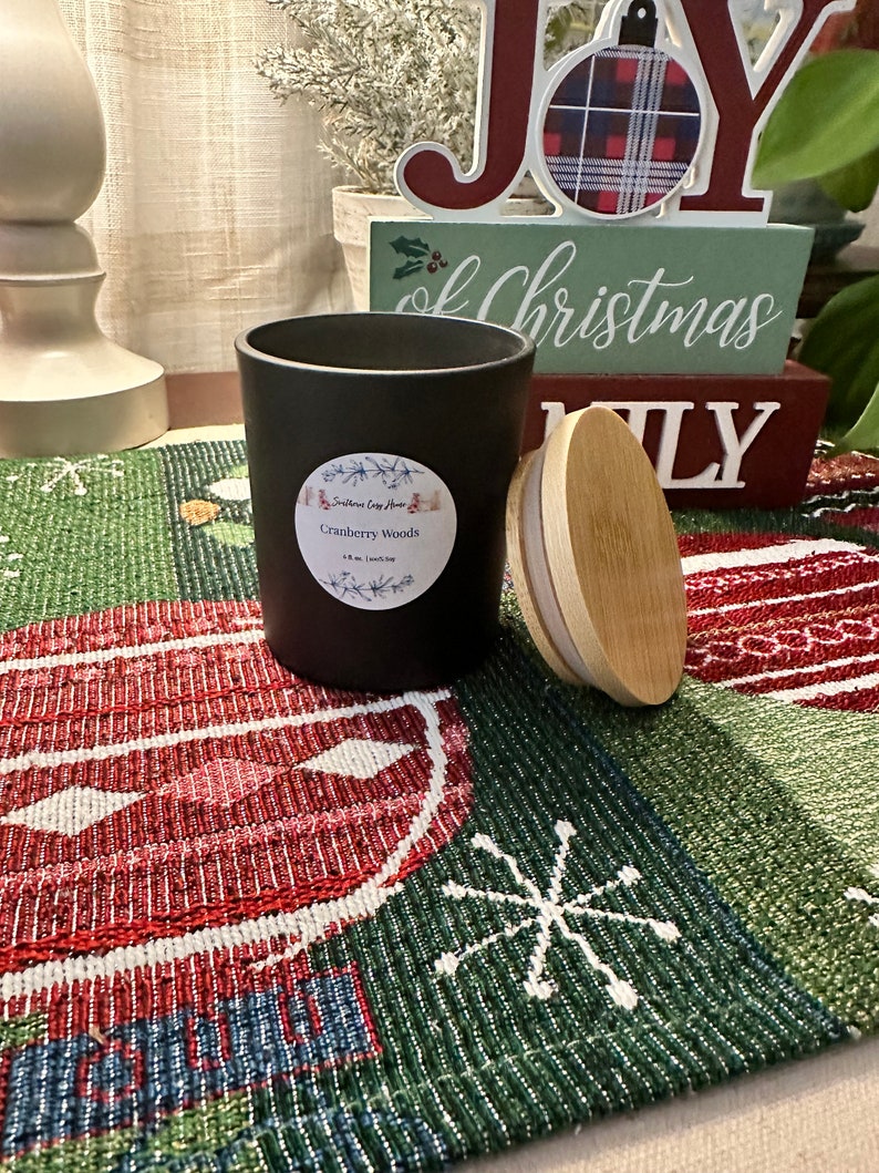 Soy Candle 6 oz Black Jars Assorted Scents Hand Poured For the Home 100 % Soy Clean Burning Baking Smell Gifts for Friends image 1