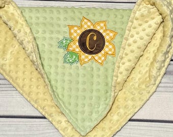 Personalized Sunflower Minky Baby Blanket | Spring Blankets | Initial or Name | Floral