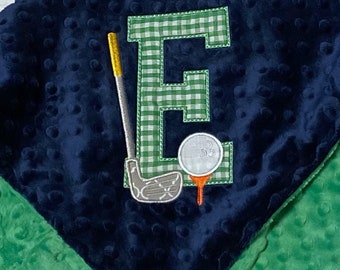 Personalized Golf Baby Blanket | Handmade Baby Gift | Choose your Colors | Infant Blanket | Sports Blanket | Golf Club & Tee