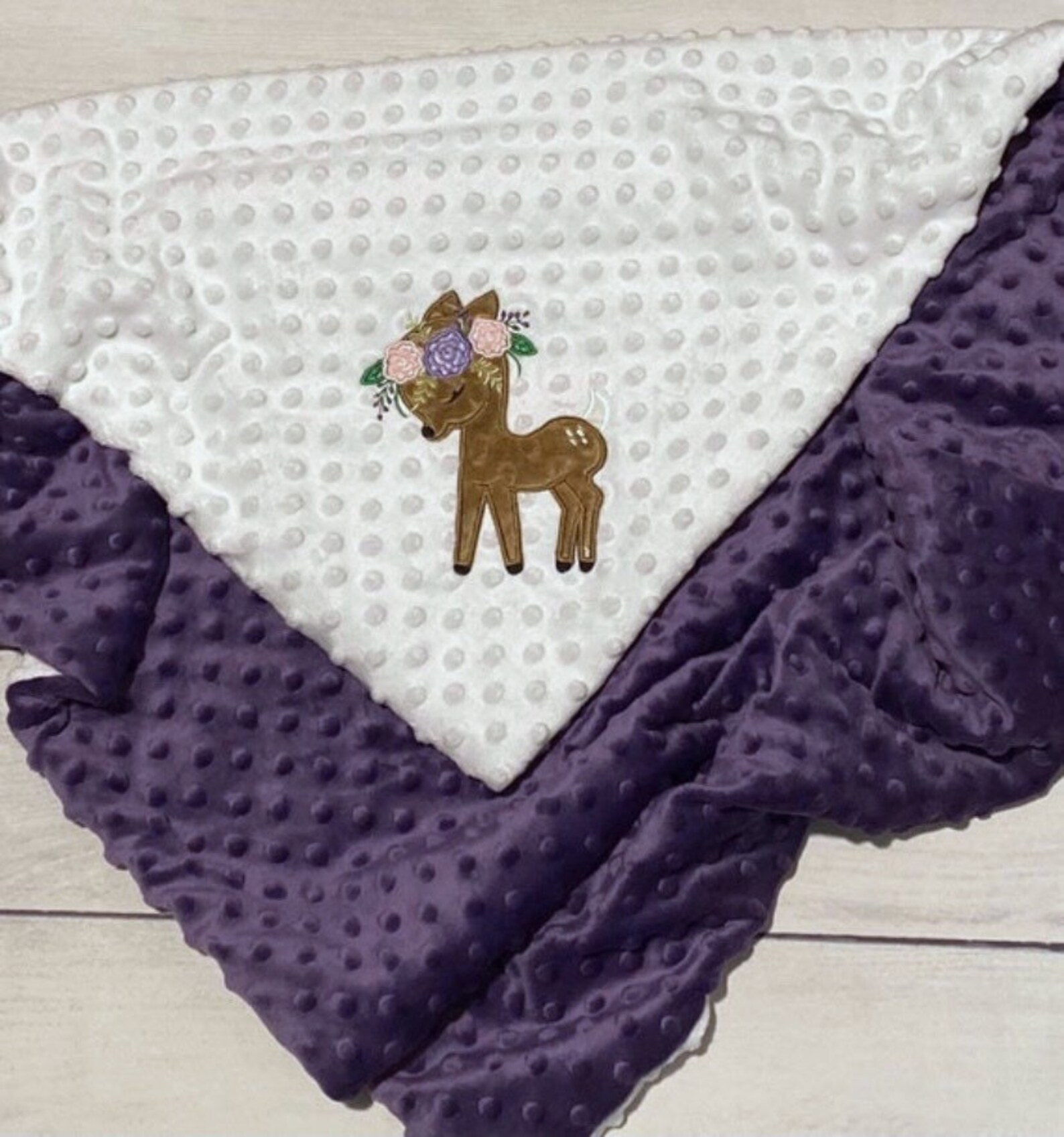 Personalized Deer Baby Blanket Fawn Embroidery Handmade Etsy