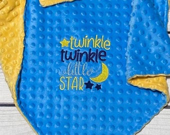 Personalized Twinkle Twinkle Little Star Minky Blanket | Nursery Rhyme Design | Baby Shower Gift