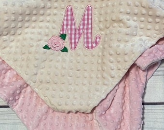 Personalized Girl Baby Blanket | Baby Girl | Handmade Gift | Choose your colors | Cuddle Dimple Dot Fabric Blanket