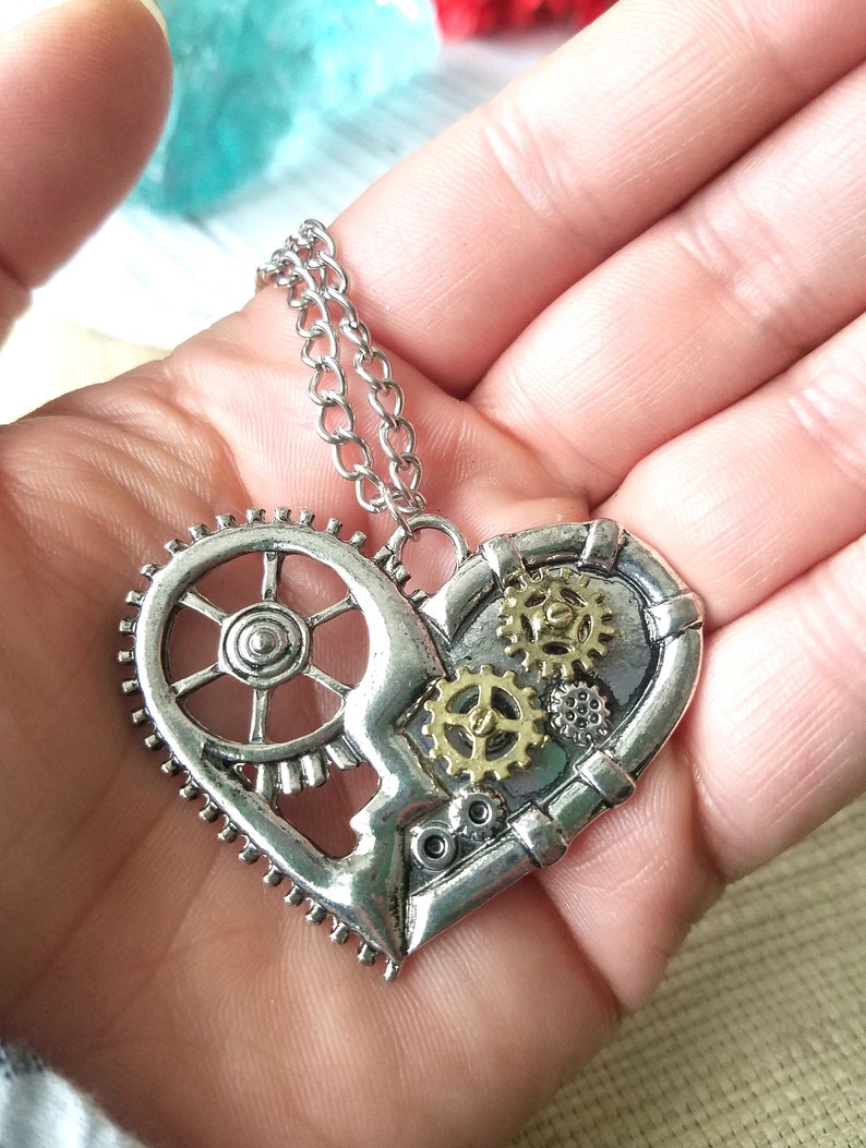 Steampunk Style Heart Pendant Necklace