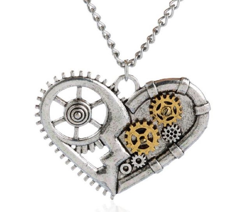 Steampunk Style Heart Pendant Necklace