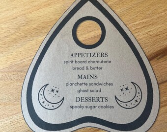 Ouija Custom Menu Cards | Planchette Spooky Party Decor | Set of 5