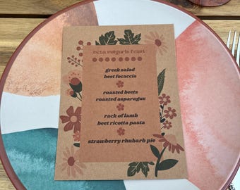 Floral Dinner Party Menu Template (Digital Download)