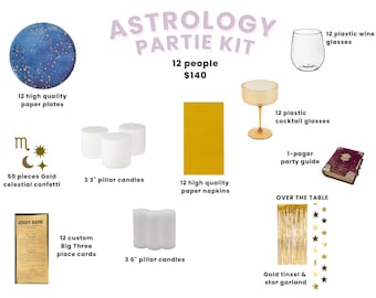 Astrology Party Kit for 12 | Zodiac Dinner Tableware & Decor