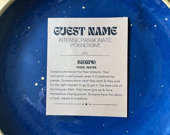 Custom Sun Sign Astrology Place Cards | Zodiac Dinner Party | Digital Download