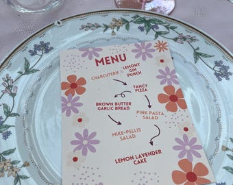 Floral Dinner Party Menu Template (Digital Download)