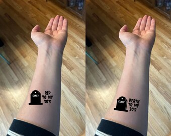 Custom Birthday Temporary Tattoos | Death to | RIP to