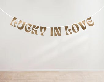 Bachelorette Party Vegas Glitter Banner | Lucky in Love | She Hit the Jackpot | Vegas Before Vows
