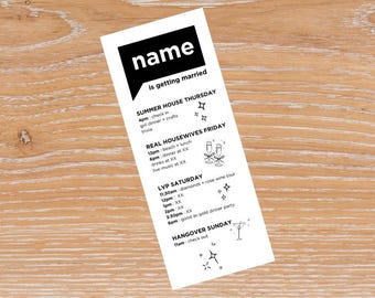 Bravo Bachelorette Itinerary Template (Digital Download)