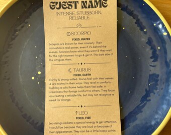 Custom Astrology Place Cards | Zodiac Big Three Sun Moon Rising Signs (Digital Download)