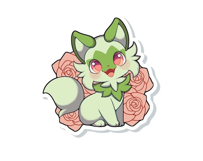 Sprigatito Sticker: Weatherproof Vinyl, Matte or Holographic Finish