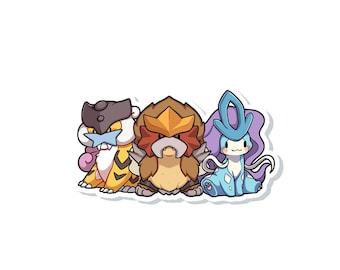 Entei Suicune Raikou Plush Sticker