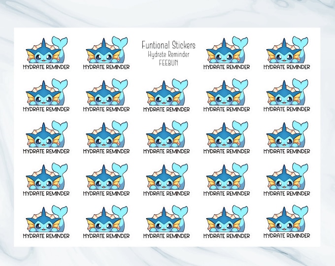 24 Hydrate Reminder Sticker Sheet | Journal, Scrapbook, Planner Stickers