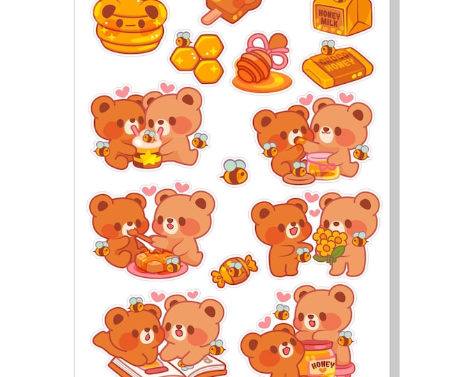 Honey Bear Bees Vinyl Sticker Sheet  | SS0141