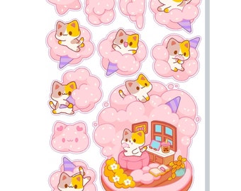 Calico Cat Cotton Candy Vinyl Sticker Sheet | SS0148