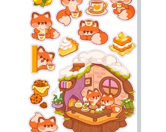 Winter Fox Teatime Vinyl Sticker Sheet | SS0147