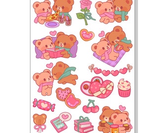Bear Couple Valentine Sticker Sheet