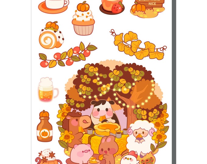 Autumn Farm Animals Sticker Sheet