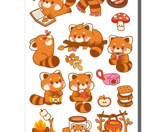 Camping Red Panda Sticker Sheet