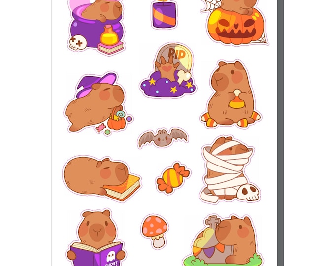 Halloween Capybara Sticker Sheet
