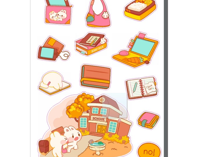 Bunny Back to School Sticker Sheet