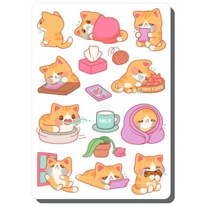 Adesivos de vinil com estampa de gato, ótimos para agendas, diários, scrapbooks, bullet journals, laptops, copos e garrafas | SS108