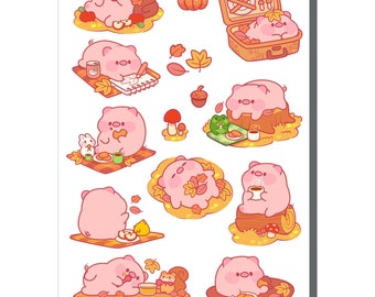 Autumn Pig Picnic Sticker Sheet