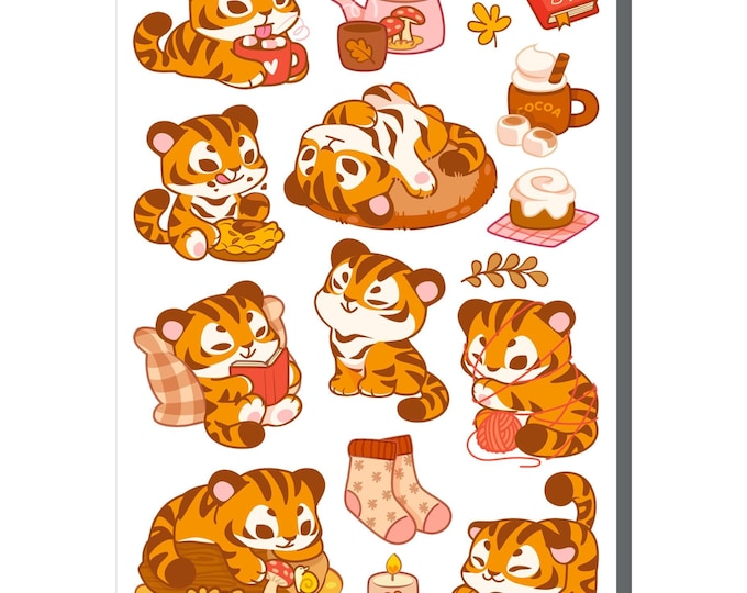 Autumn Tiger Sticker Sheet