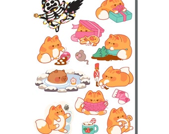 Orange Kitty Christmas Sticker Sheet