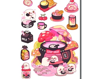 Ghosties Soup Shop Sticker Sheet