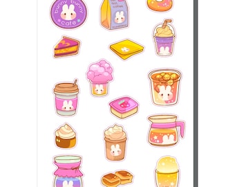 Bunny Drinks & Snacks Sticker Sheet