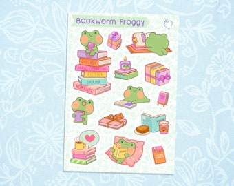 Bookworm Froggy | Cute Kawaii Deco Planner Journal Sticker Sheet