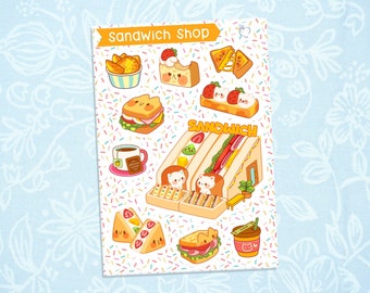 Kitty Sandwich Shop | Cute Kawaii Deco Planner Journal Sticker Sheet SS032