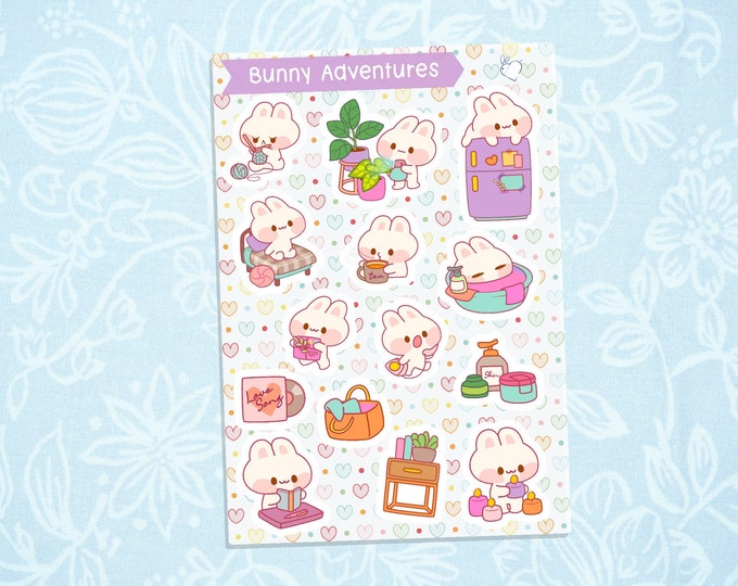 Bunny Adventures | Cute Kawaii Deco Planner Journal Sticker Sheet