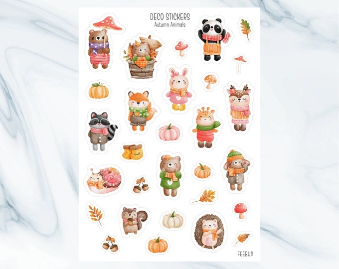 Autumn Animals Sticker Sheets | Journal, Scrapbook, Planner Stickers