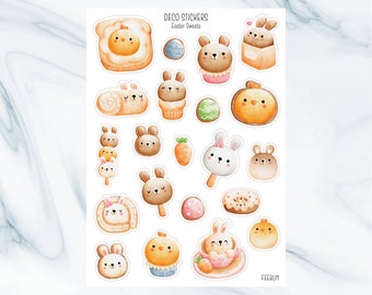 Cute Easter Snacks Sweets Sticker Sheets | Journal, Scrapbook, Planner Stickers