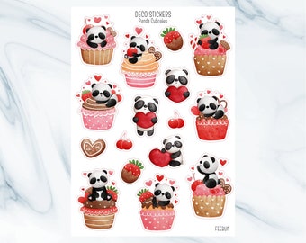 Panda Cupcakes Sticker Sheet | Journal, Scrapbook, Planner Stickers