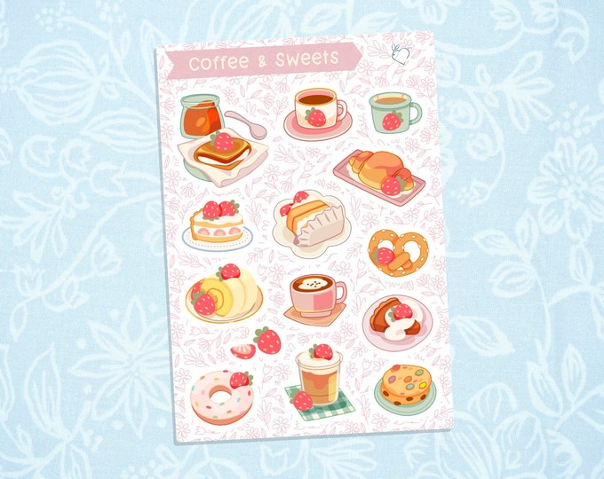 Coffee & Sweets | Cute Kawaii Deco Planner Journal Sticker Sheet