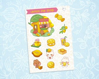 Bear Lemon Pie Shop | Cute Kawaii Deco Planner Journal Sticker Sheet